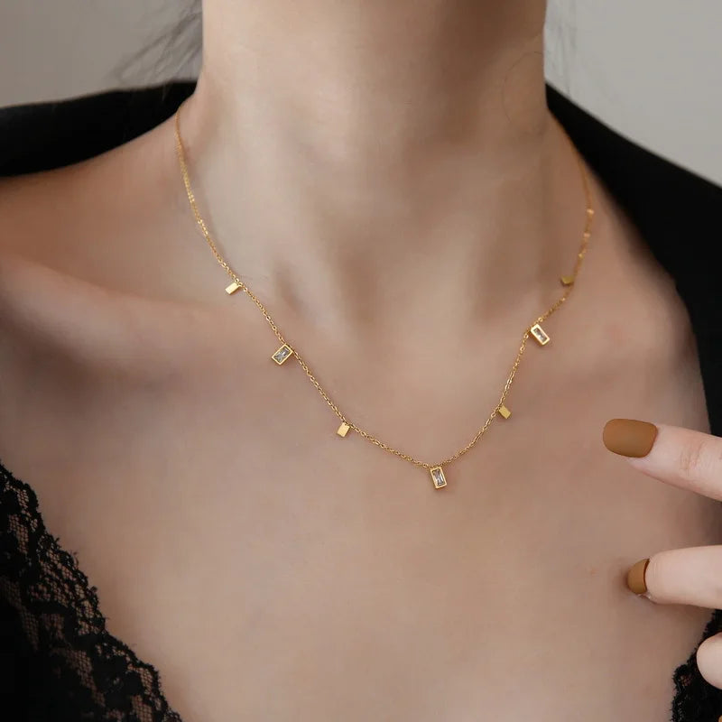 VALENTINA || Zirconia Stone Geometric Necklace