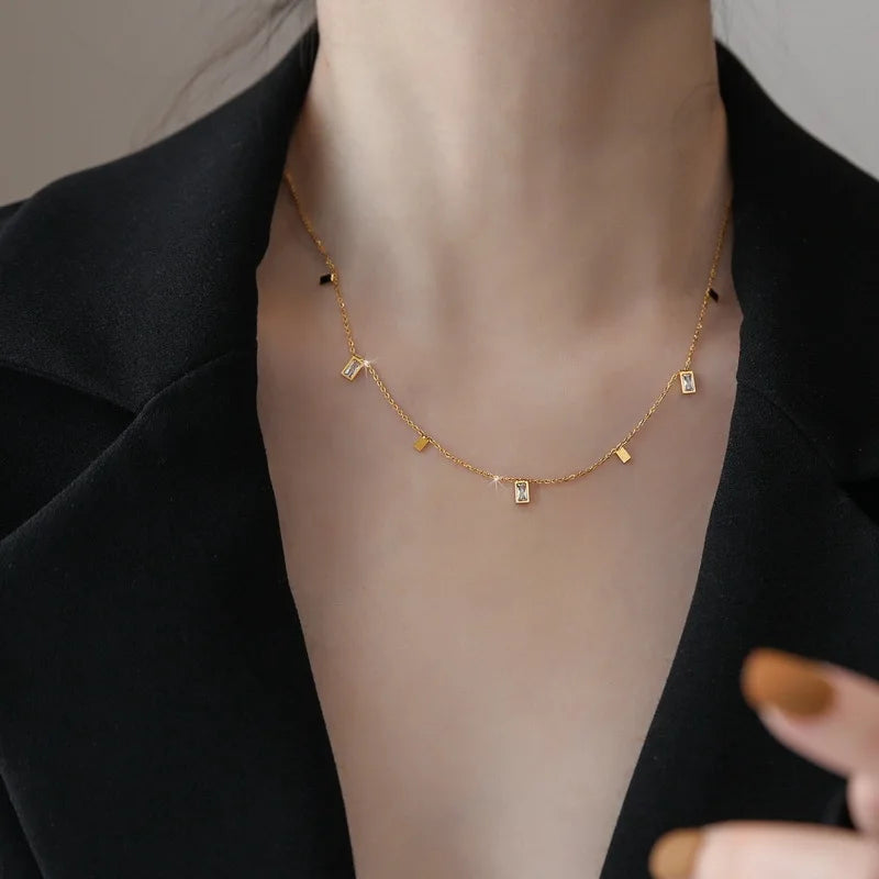 VALENTINA || Zirconia Stone Geometric Necklace