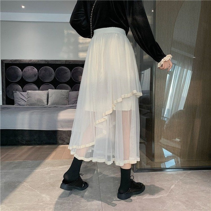 Elegant Mesh Maxi Skirt